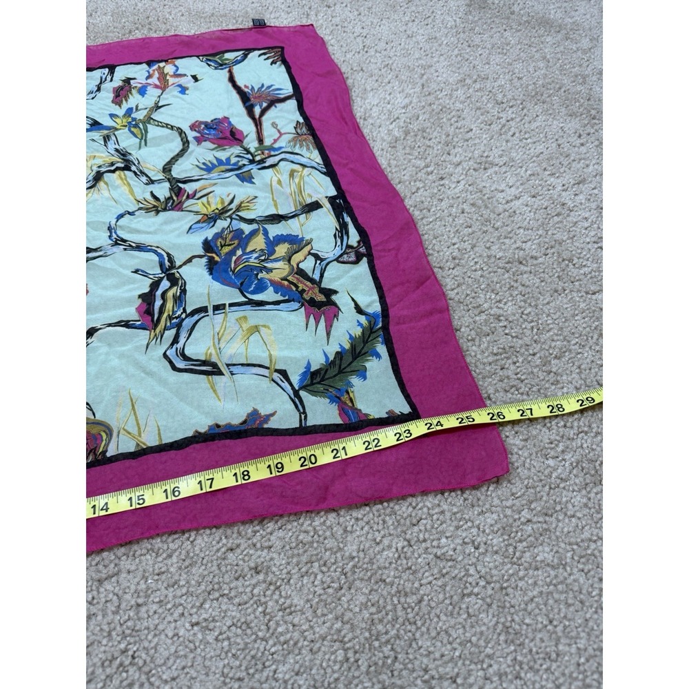 Balenciaga Rosabotanica Silk Floral Square Scarf Multicolor Made in Italy 26x24 - Picture 6 of 7